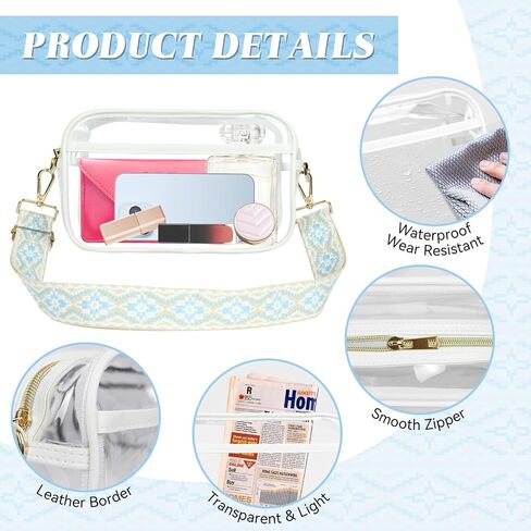 Clear Crossbody Bag Stadium Approved-Clear Purses for Women-Transparent Plastic Bag for Concerts Sports Events Games in Saudi Arabia