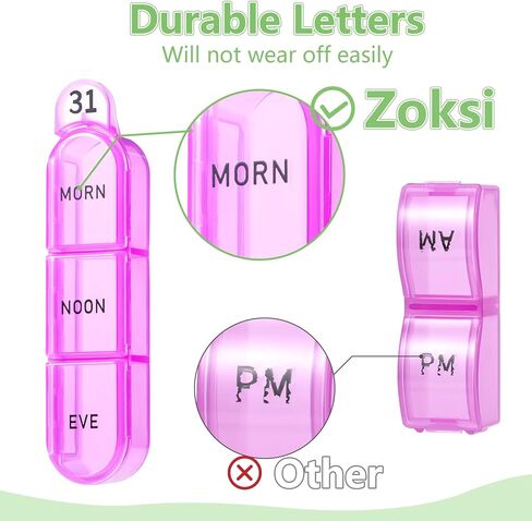 Zoksi Monthly Pill Organizer 3 Times a Day, One Month Pill Box Organizer Morn-Noon-Eve, 30 Day Pill Case for Travel, 31 Day Medicine Organizer with 32 Removable Compartments for All Meds in Kuwait