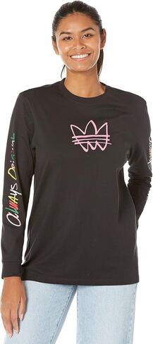 تي شيرت Adidas Originals Always Original Graphic بأكمام طويلة أسود SM in Saudi Arabia