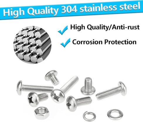 M3 Screws,Hincell 540pcs M3 Phillips Pan Head Machine Screws, Metric Screws Bolts Washers Nuts Kit,304 Stainless Steel(M3 x 6mm /8mm /12mm /16mm /20mm /25mm /30mm) in Kuwait
