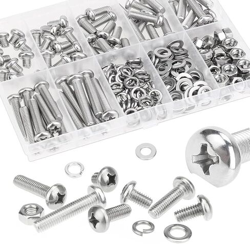 M3 Screws,Hincell 540pcs M3 Phillips Pan Head Machine Screws, Metric Screws Bolts Washers Nuts Kit,304 Stainless Steel(M3 x 6mm /8mm /12mm /16mm /20mm /25mm /30mm) in Kuwait