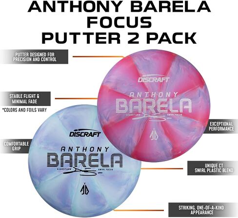 Discraft Anthony Barela Signature CT Focus 2-Pack | High-Performance Putters - Varied Colors and Foils - 173-174g in Saudi Arabia