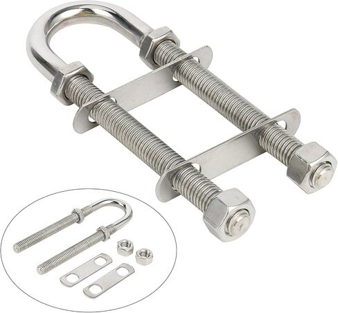 Amarine Made Pair of Stainless Steel Marine Boat Stern Bow Eye Tie Down U Bolt (Silver, 3/8" Dia - 3-1/2" Thread Lenght) in Saudi Arabia