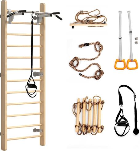 Swedish Ladder Wood Stall Bar - Wall Bars for Kids & Adults, Resistance Pilates System - Indoor Chin Up Bar Workout Equipment for Home Exercise，Physical Therapy & Gymnastics in Saudi Arabia