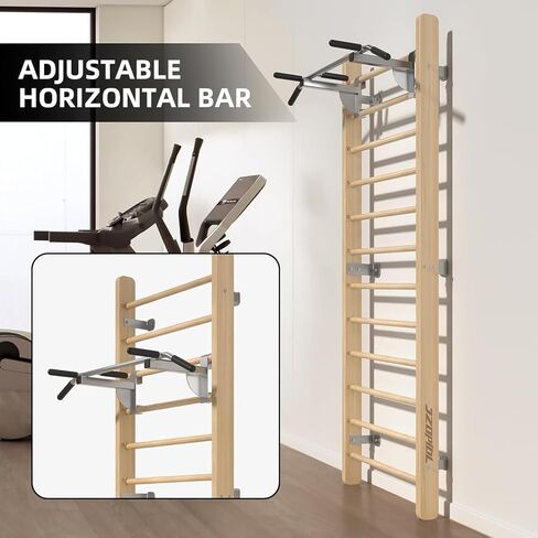Swedish Ladder Wood Stall Bar - Wall Bars for Kids & Adults, Resistance Pilates System - Indoor Chin Up Bar Workout Equipment for Home Exercise，Physical Therapy & Gymnastics in Saudi Arabia