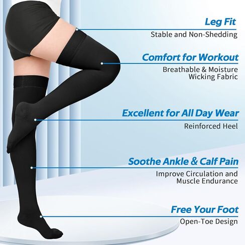2Pairs Ktinnead 20-30mmHg Thigh High Compression Stockings for Women, Thigh High Compression Socks, Medical Compression Stockings for Pregnant, Teacher, Doctor, Varicose Veins, Swelling, lymphedema in Saudi Arabia