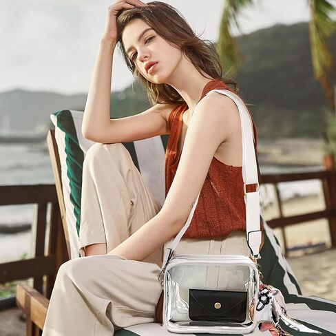 محفظة شفافة للنساء، حقيبة كروس شفافة معتمدة من الاستاد، حقيبة تعليق صغيرة شفافة، محفظة لطيفة للحفلات الرياضية، هدية عيد الميلاد الجمالية للنساء والفتيات in Kuwait