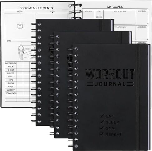 3 Pcs Fitness Workout Journal 8.3" x 5.7" Workout Log Book Planner Workout Journal with Calendar, Nutrition & Progress Tracker for Women Men in Saudi Arabia