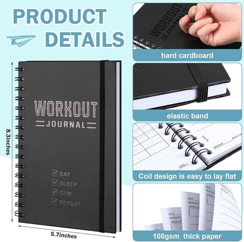 3 Pcs Fitness Workout Journal 8.3" x 5.7" Workout Log Book Planner Workout Journal with Calendar, Nutrition & Progress Tracker for Women Men in Saudi Arabia