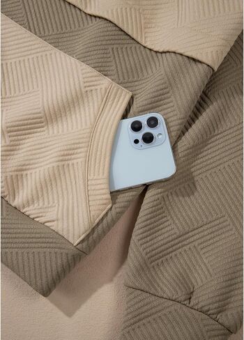 SHEWIN Women's Hoodies Long Sleeve Color Block Textured Pullover Tops Loose Sweatshirt with Pocket in Saudi Arabia