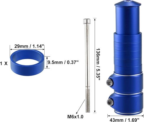 X AUTOHAUX 138mm Mountain Bike Stem Riser Fork Stem Extender Handlebar Bicycle Parts Aluminum Alloy Blue 1 Set in Saudi Arabia