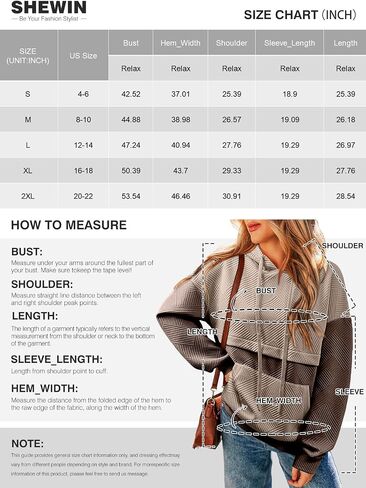 SHEWIN Women's Hoodies Long Sleeve Color Block Textured Pullover Tops Loose Sweatshirt with Pocket in Saudi Arabia