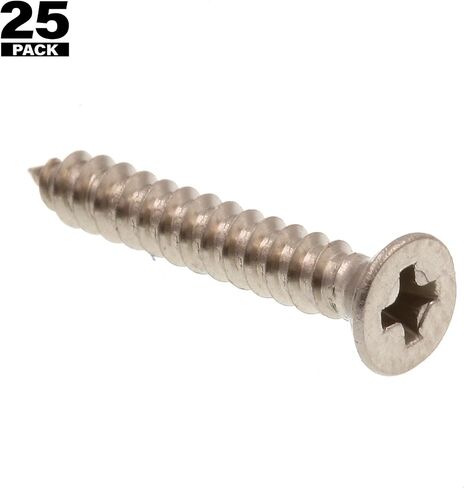 برغي من الصفائح المعدنية Prime-Line 9015995، ذاتي التنصت، فيليبس برأس مسطح، #4 × 3/4 بوصة، من الفولاذ المقاوم للصدأ من الدرجة 18-8، عبوة من 25 قطعة in Saudi Arabia