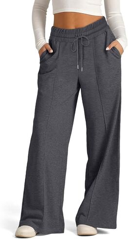 Wide Leg Sweatpants for Womens Drawstring Elastic Waist Lounge Joggers Casual Pants with Pockets in Saudi Arabia