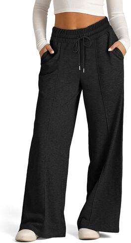 Wide Leg Sweatpants for Womens Drawstring Elastic Waist Lounge Joggers Casual Pants with Pockets in Saudi Arabia
