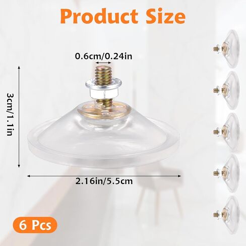 Thickened PVC Suction Cup, 6 Pcs Clear Sucker Pads with Thread 2.16 Inches Screw Extra Strong Adhesive Glass Suction Holder Without Hooks for Bathroom Wall Door Glass Window Car Shade in Saudi Arabia