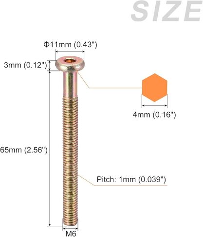 METALLIXITY Hex Socket Head Machine Screws, (M6x65mm) 15Pcs, Carbon Steel Half Thread Screws - for Machinery, Furniture, DIY in Saudi Arabia