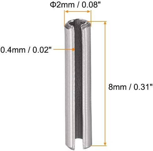 uxcell Slotted Spring Pin - M1.5 x 8mm 304 Stainless Steel Split Spring Roll Dowel Pins Plain Finish 100Pcs in Saudi Arabia
