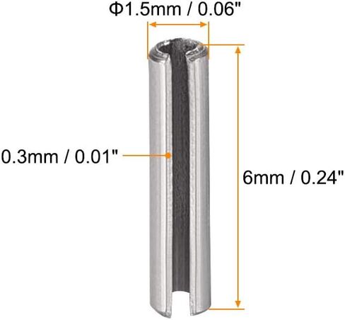 uxcell Slotted Spring Pin - M1.5 x 8mm 304 Stainless Steel Split Spring Roll Dowel Pins Plain Finish 100Pcs in Saudi Arabia