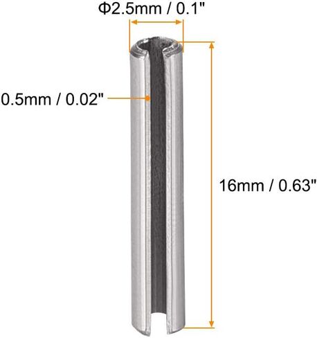 uxcell Slotted Spring Pin - M1.5 x 8mm 304 Stainless Steel Split Spring Roll Dowel Pins Plain Finish 100Pcs in Saudi Arabia