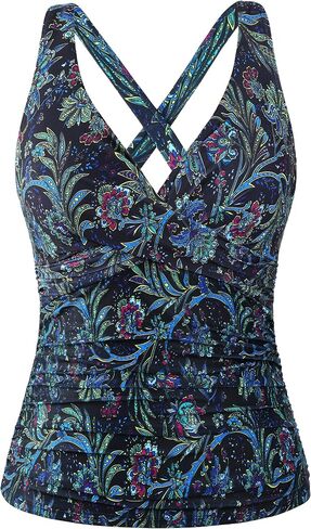 ملابس السباحة النسائية Mycoco Underwire Tankini Top Twist على شكل حرف V رافعة للأعلى بدلة استحمام مكشكشة فقط in Kuwait