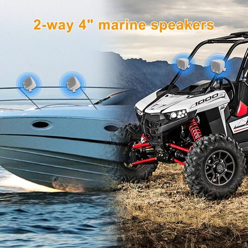 Marine Speakers 4 Inches 240 Watts Waterproof Outdoor Box Speakers Surface Mounted for Skid Steer Boat Golf Cart Motorcycle ATV UTV Truck (2 Pairs,Black) in Saudi Arabia