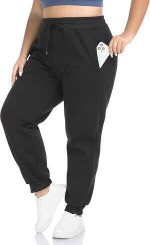 ZERDOCEAN Women's Plus Size Fleece Lined Sweatpants Warm Fleece Joggers Pants Active Track Pant with Pockets in Saudi Arabia
