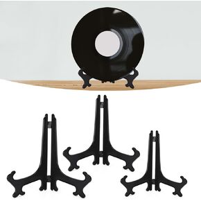 3 PCS Plate Stand for Display, 8/9/10 Inch Card Display Stands, Black Table Top Easels for Display, Foldable Frame Picture Easel Plate Display Stand for Decoration Wedding Birthday Party
