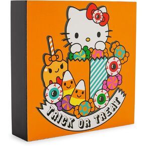 Sanrio Hello Kitty "Trick Or Treat" Wooden MDF Box Sign | Ready To Display Wall Art, Home Decor | 6 x 6 Inches