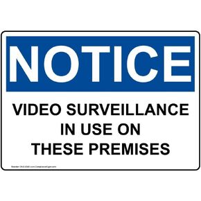 ComplianceSigns.com NOTICE Video Surveillance In Use On These Premises OSHA Label Decal, 5x3.5 inch 4-Pack Vinyl for Security/Surveillance