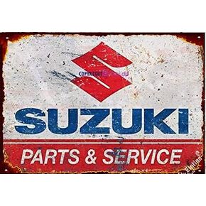 New Retro Metal Tin Sign|Suzuki Parts and Service Vintage Sign Sign|Home Club Bar Man Cave Garage Farm Wall Decorative Metal tin Sign 8x12 Inches