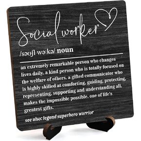 Wooden Table Sign Gift Social Worker Definition Desk Decor Wood Plaque With Stand Appreciation Gift Ideas for Boss Women Best Mom Coworker Teacher Office-A20 in Saudi Arabia