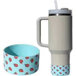 Super Boots Stanley Cup Boot - Water Bottle Accessories for Tumbler Iceflow, Quencher, Owala, Yeti, Hydroflask, 20oz, 30oz, 40z, Silicone Bottom Protector Cover, Heart & Cow Print (Cow)