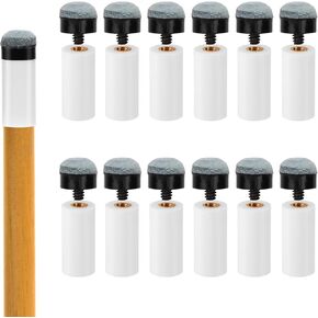 12pcs Billiard Cues Tips Replacement, Pool Stick Tips with White Pool Cue Stick Ferrules Screw in Cue Tips Pool Table Accessories for Snooker Pool Cues