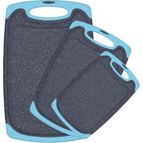 Cutting Boards for Kitchen, Large-Small Cutting Board Set of 3, Dishwasher Safe, Juice Groove, Easy Grip Handle, Non-Slip Rubber Cutting Board