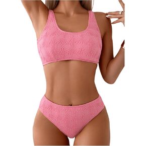 SOLY HUX Bathing Suit for Women Scoop Neck Bikini Sets Two Piece Swimsuit