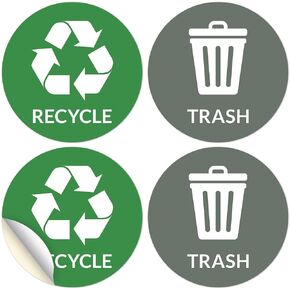 Sigo Signs, Recycle, Trash Green And Grey Symbol Sign, (4 Pack) 3x3 Inches, 4 Mil Vinyl Decal Stickers Waterproof, Made in USA