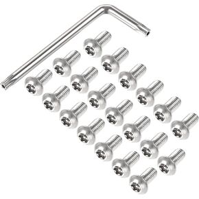 uxcell M8x16mm Torx Security Machine Screw, 20pcs Pan Head Screws Inside Column, with T40 L-Type Wrench, 304 Stainless Steel Fasteners Bolts