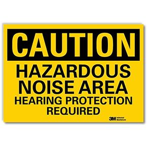 Smartsign U4-1375-RD_14X10 "Caution Hazardous Noise Area Hearing Protection Required" Reflective Self-Adhesive Decal, 14" x 10"