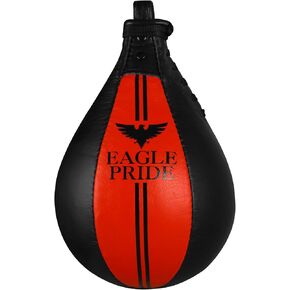 Eagle Pride Leather Speed Ball & Swivel Boxing Punching Bag Set for Speed Training, 100 lb Capacity, Red