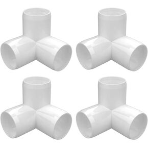 2" PVC Fittings 3 Way (4-Pack), PVC Pipe Connector PVC Elbow, Furniture Grade for Heavy Duty DIY PVC Structure & Frames -Fits 2" Sch. 40 PVC Pipes