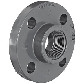 Spears 852 Series PVC Pipe Fitting, One Piece Flange, Class 150, Schedule 80, 1" NPT Female