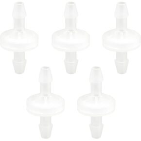 Yoohey 1/4 "صمام فحص، 5 قطعة Pvdf صمام فحص 6 مللي متر صمام أحادي الاتجاه صمام فحص صغير صمام فحص بارب بلاستيكي لمياه وقود الغاز السائل