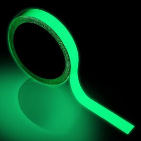 Glow Tape 33ftX0.59 Glow in The Dark Tape, Warterproof Neon Long Lasting Luminous 8hours Stickers for Night Decorations, Stairs, Walls and Exit Sign, Strong Adhesive Fluorescent Tape for Home Theatre