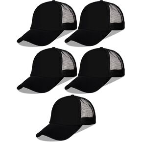 5 Pcs Sublimation Blank Trucker Hats Bulk Mesh Baseball Cap Polyester Mesh Trucker Hat Adjustable Buckle for Men Women