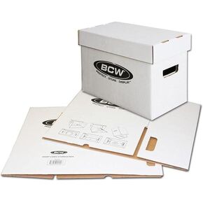 BCW Short Comic Storage Box -10 ct | Premium White Corrugated Paper, 200 lb. Test Strength | Stackable, Holds 150-175 Current and Silver Age Comics | Comic Book Storage for Collectible Comics