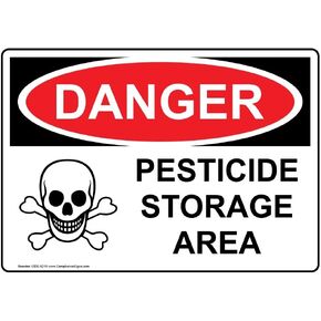 ComplianceSigns.com DANGER Pesticide Storage Area OSHA Safety Label Sticker Decal, 10x7 in. Vinyl for Hazmat