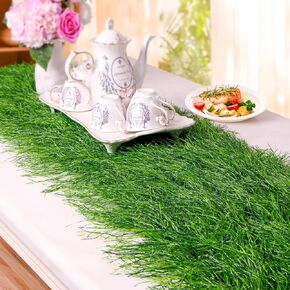 Farochy Synthetic Thatch Grass Table Runner, Artificial Grass Runners for Table, Easter Grass Runner, Faux Turf Table Runner for Decor Party, Birthday, Baby Shower (13 x 48 inches)