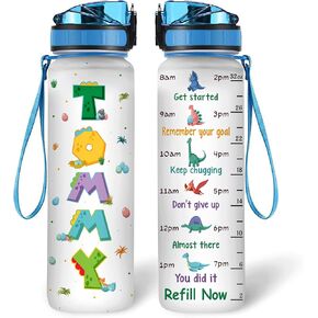 Hyturtle Dinosaur Lovers 32 Oz 1Liter Motivational Water Bottle, You Bet Jurassican Water Bottle With Time Marker, Dino Bottle Gifts For Women Girl Kids On Birthday, Christmas