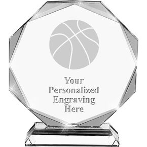 Basketball Crystal Awards, 6.75" Custom Basketball Award with Engraving Included Prime
